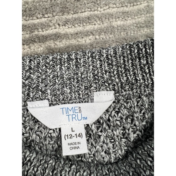 Time and Tru Sweater Womens Large Gray Long Sleeve Polyester Stretch Casual - Picture 10 of 13